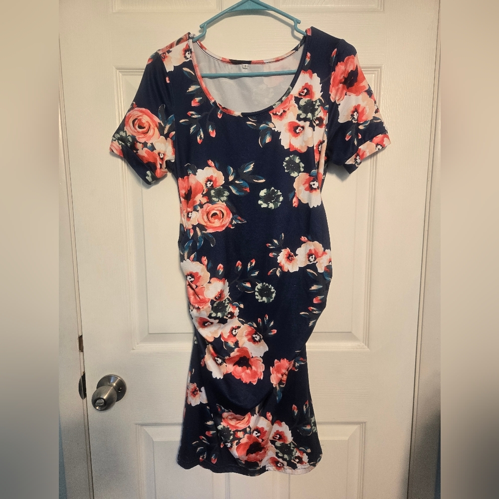 Floral Navy Maternity Dress